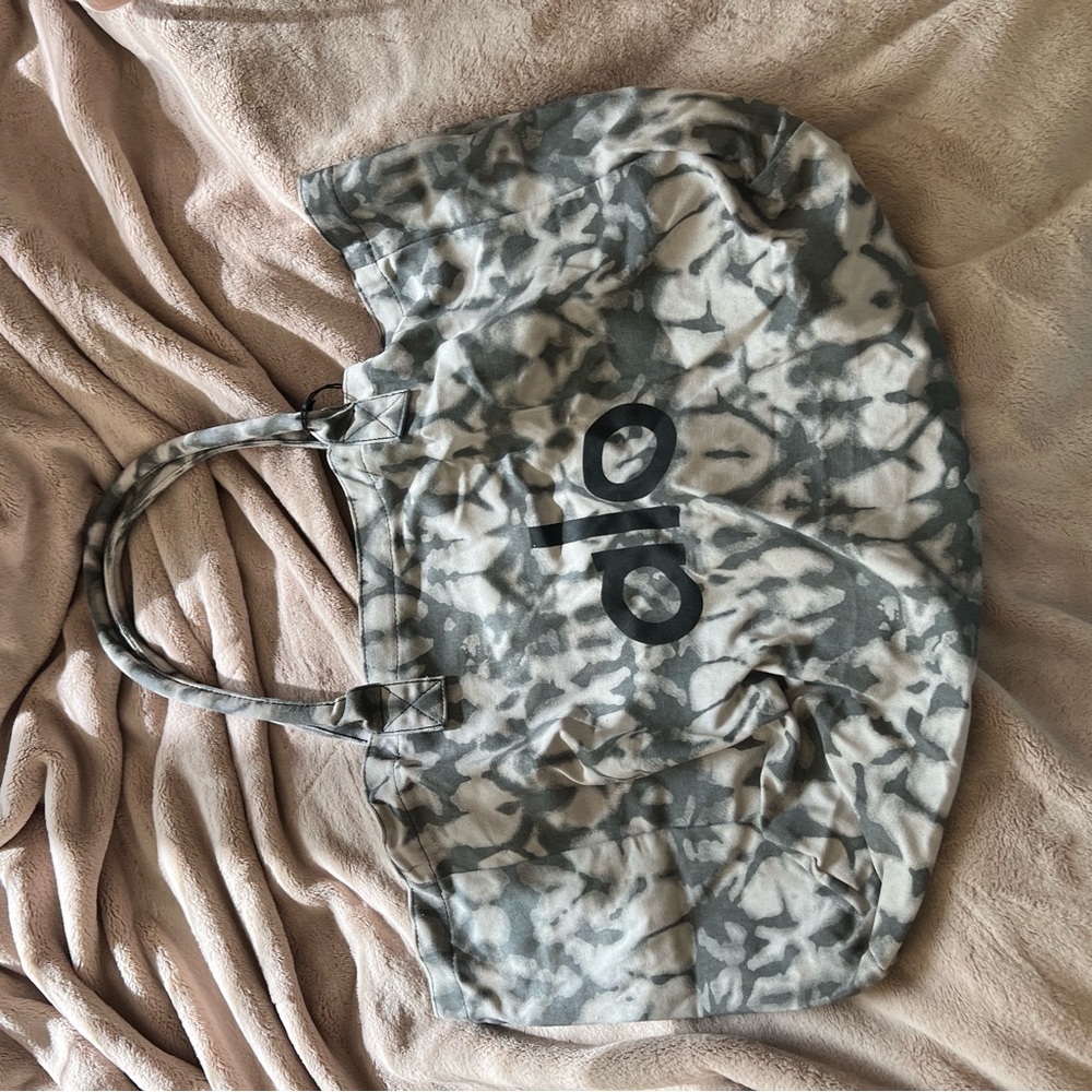 ALO Yoga Gray White Camouflage Canvas Shoulder Bag